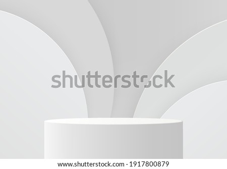 3d background products minimal podium scene with geometric platform. white background vector 3d rendering with podium. stand to show cosmetic products. Stage showcase on pedestal modern grey studio