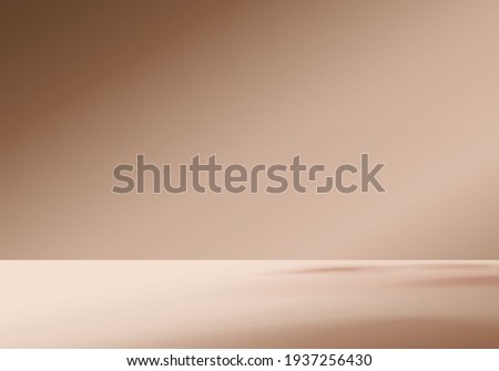 3d background products display brown scene with platform. background vector 3d rendering with podium. stand to show cosmetic products. Stage showcase on pedestal display beige studio background