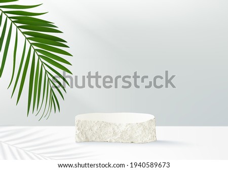 3d nature summer podium background product display podium scene with stone. nature background vector 3d render with podium. display stand to cosmetic product. Stage on pedestal 3d display background