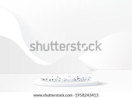 3d background products display podium scene with marble stone gray platform. background vector 3d rendering with podium. stand to show cosmetic product. Stage showcase on pedestal display white studio