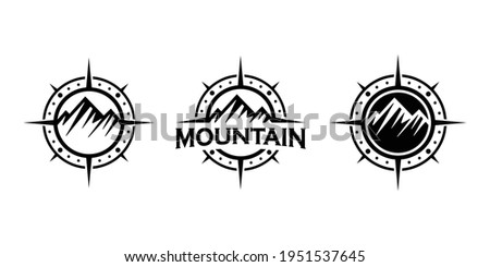 Mountain and compass concept, adventure or journey logo design inspiration