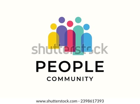 people community human unity overlapping color logo icon illustration design