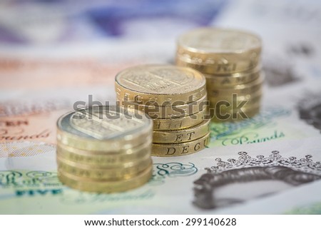 Increasing Sized Stacks of UK Pound Coins