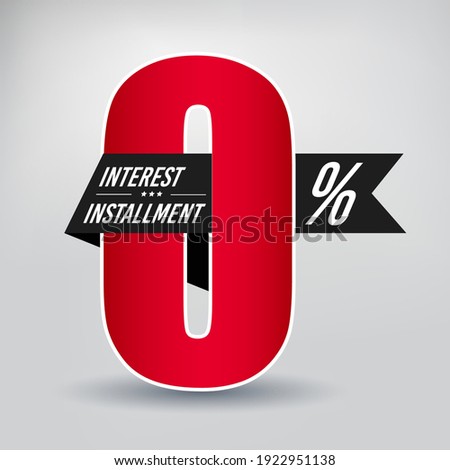 Red zero percent or 0% isolated over grey background. Red 0 percent with shadow, zero percent. Eps10 vector illustration.
