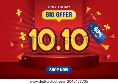10.10 Shopping day sale poster or flyer design. 10.10 Super sale online banner. Eps 10 vector illustration.