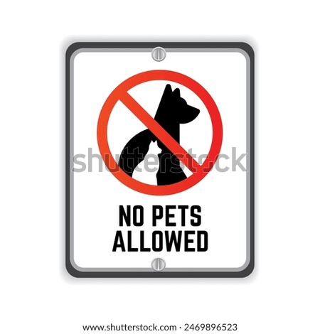 No pets allowed sign. Prohibition sign with no pets icon in flat style. Eps10 vector illustration