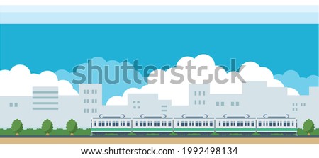 
Illustration material of train and cityscape