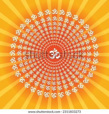 Aum lettering vector template in shades of yellow and orange colors best for social media, print and home decoration. Hindu Om Symbol Illustration.