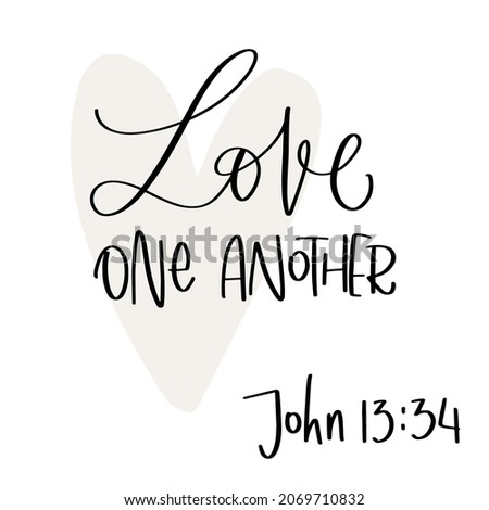 Love one another John 13:34 short Bible verse vector design, that is suitable for wedding or marriage anniversary.  Stock foto © 