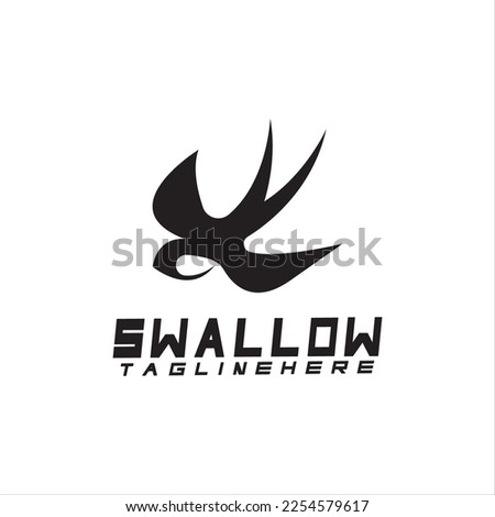 Swallow logo. silhouette swallow flying logo vector isolated white background