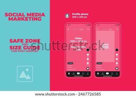 TikTok. Business Social Media Marketing Layouts. Safe Zone and Size Guide for post content