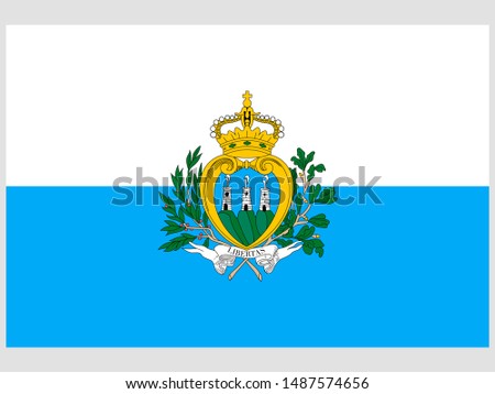 Beautiful national flag of Republic of San Marino. original colors and proportion. Simply vector illustration eps10, from countries flag set.