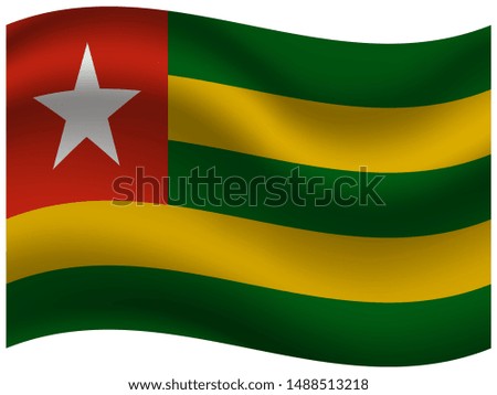 Beautiful national flag of Togolese Republic, original colors and proportion. Simply vector illustration eps10, from countries flag set.