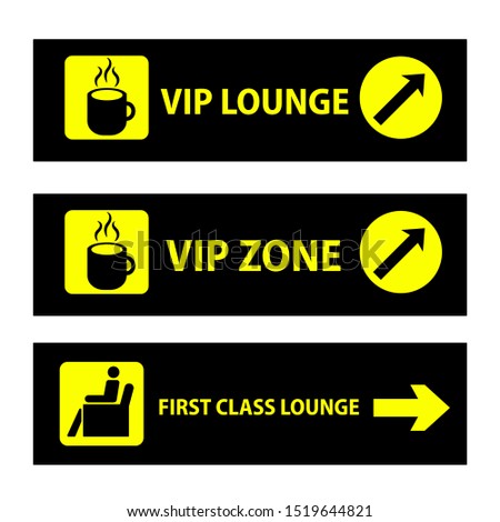 first class, vip lounge or vip zone Icon or sign pointers for navigation in airport, professional graphic vector illustration optimized for large anв small size. isolated on white background.