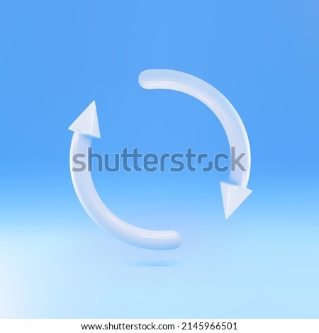 3d Blue Refresh icon isolated on blue background. Reload symbol. Rotation arrows in a circle sign. Vector illustration.