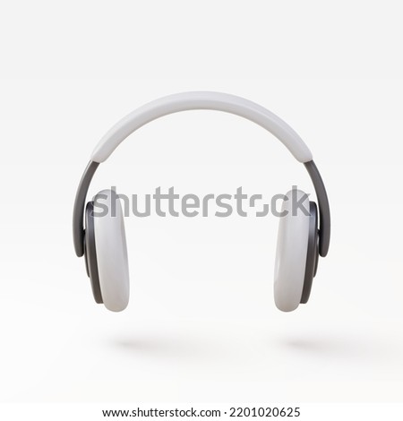 3d White realistic headphones isolated on white background. Vector illustration.
