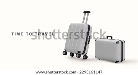 Set of 3D realistic travel bags on white background. Vector illustration.