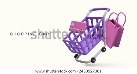 3d realistic shopping cart. Vector illustration.