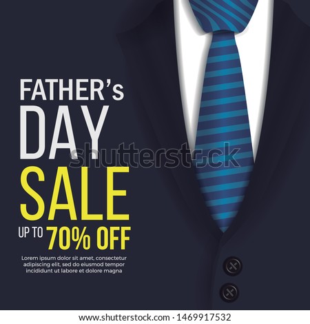 Happy Father's Day card with necktie on blue.Promotion and shopping template for Father's Day.Vector illustration EPS10 - Vetorial