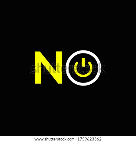 Drawing of no icon on black background. There is a close button in the middle of the letter O.