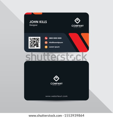 Modern business card design template. Orange color element clean composition.