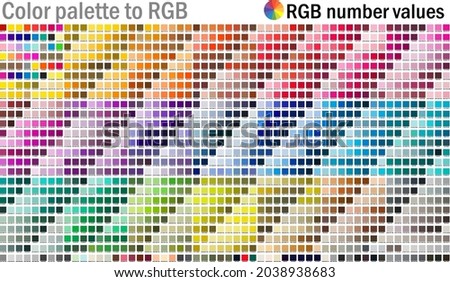 Color palette to RGB. Color numbers. RGB codes. Vector color palette for print