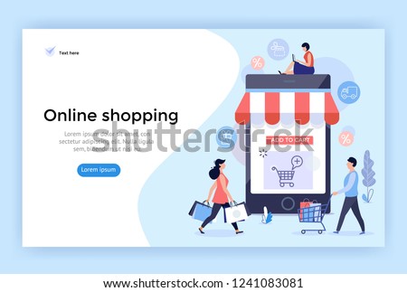 Online shopping concept illustration, perfect for web design, banner, mobile app, landing page