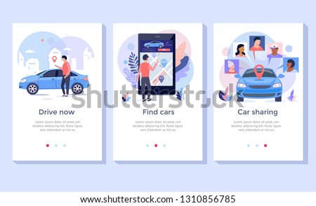 Car sharing concept illustration set, perfect for banner, mobile app, landing page