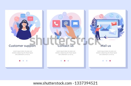 Contact us illustration set, perfect for banner, mobile app, landing page