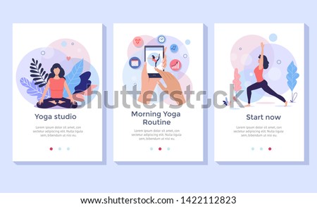 Yoga, fitness and healthy lifestyle concept illustration, woman meditating in lotus pose, perfect for banner, mobile app, landing page