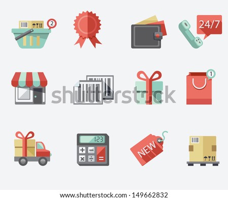 Shopping flat icon set