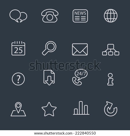 Thin line icons for web, interface and business