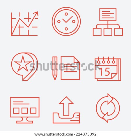 Thin line icons for web and business - modern flat design