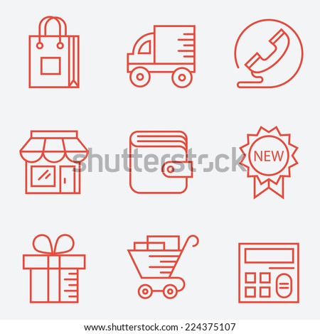 Shopping icons Ã¢Â?Â? thin line style, modern flat design