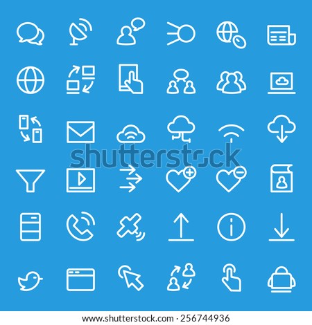 Web icon set, simple and thin line design