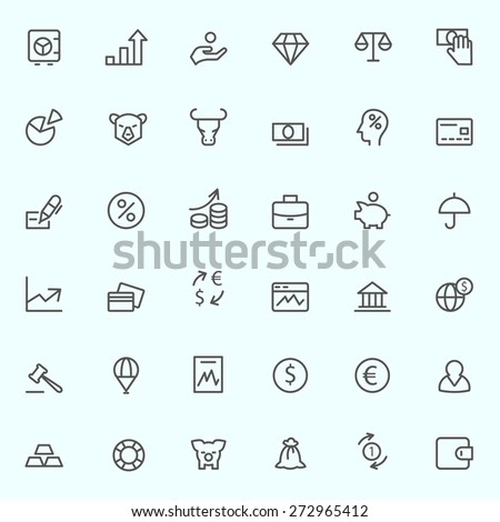 Finance icons, simple and thin line design