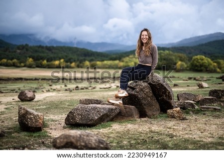 Similar – Image, Stock Photo Smilling girl in the mountains
