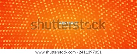 Vector abstract orange halftone dotted light lamps background. Orange colored modern bright wide banner. Vector illustration