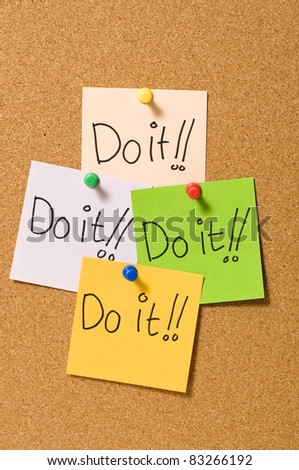 Do it writing on the paper attached on the cork board