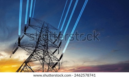 Image, Stock Photo Station with overhead line