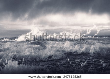 Similar – Image, Stock Photo Powerful stormy sea and lighthouse