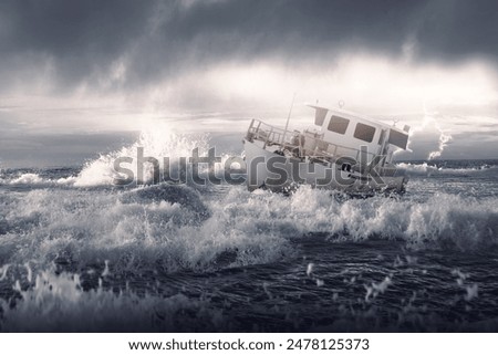 Similar – Image, Stock Photo Powerful stormy sea and lighthouse