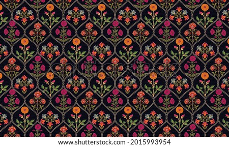mughal motif Kani Look ornament pattern multi color background