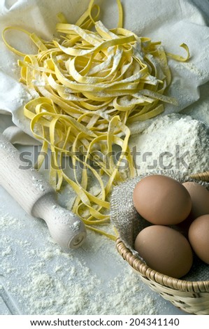 Italian Traditional Food Eggs Pasta Fettuccine