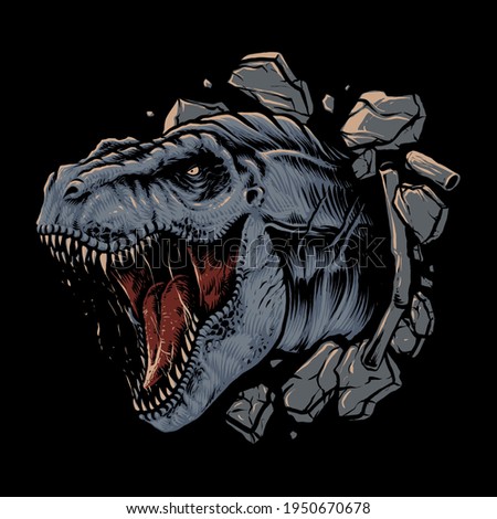 tyrannosaur rex attack illustration design