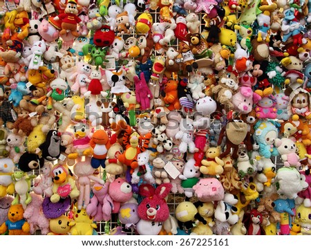 RAYONG, THAILAND - APRIL 2014 : dolls keychain to show for sale at Yomjinda road market