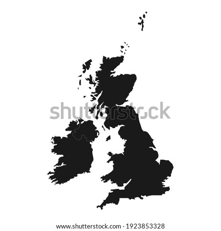 United Kingdom black map on white background