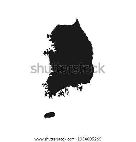 Vector Illustration of the Black Map of South Korea on White Background