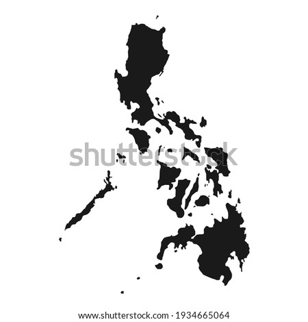 Vector Illustration of the Black Map of Philippine Islands on White Background