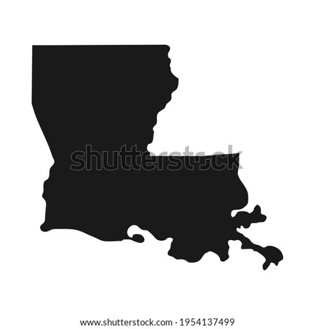 Louisiana black map on white background